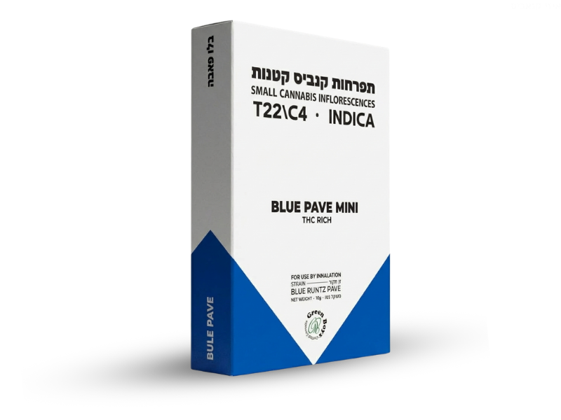 קנאביס רפואי תפרחת בלו פאבה מיני - T22/C4 - Blue Pave Mini גרין בויז לילה - אינדיקה