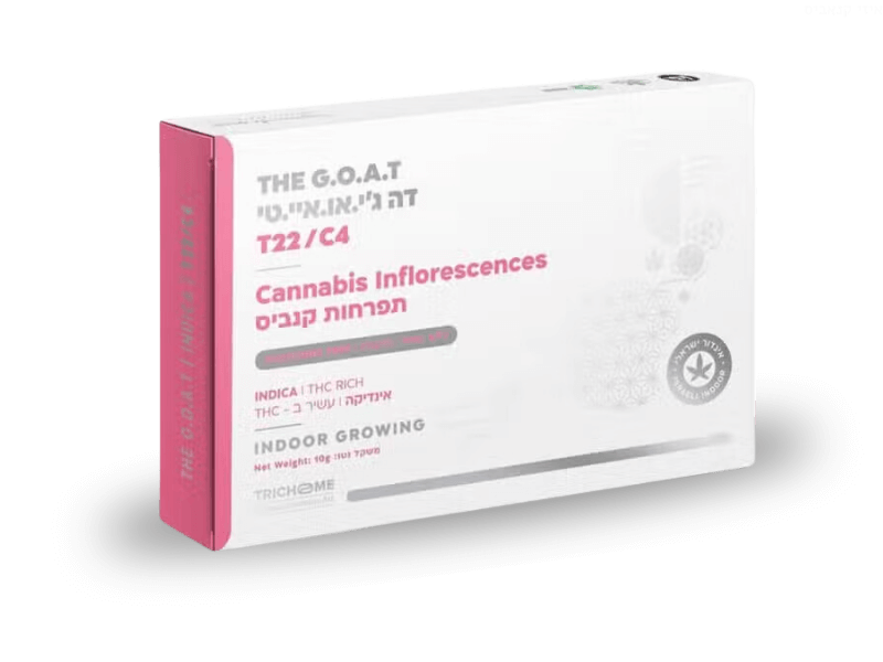 קנאביס רפואי תפרחת דה ג'י.או.איי.טי - T22/C4 - The G.O.A.T טריכום לילה - אינדיקה