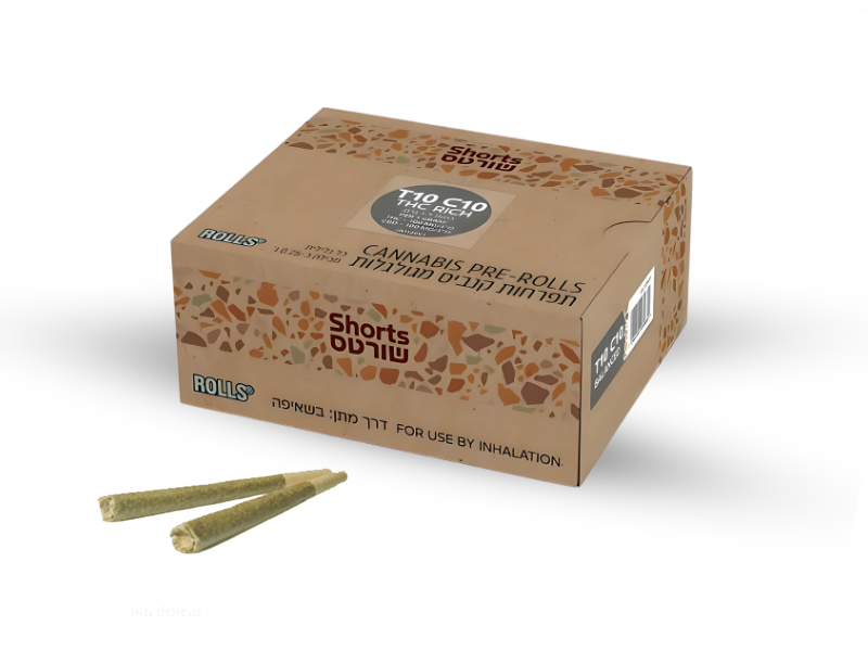 קנאביס רפואי גליליות שורטס  - T10/C10 - Shorts בזלת פארמה יום\לילה - היברידי