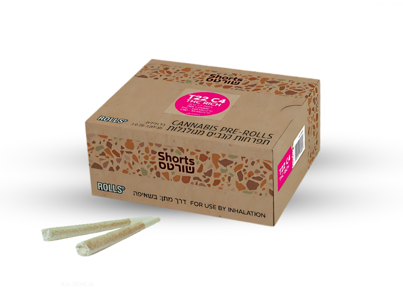 קנאביס רפואי גליליות שורטס  - T22/C4 - Shorts בזלת פארמה יום\לילה - היברידי