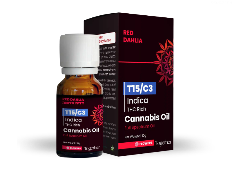 קנאביס רפואי שמן דליה אדומה  - T15/C3 - Red Dahlia Oil טוגדר פארמה לילה - אינדיקה