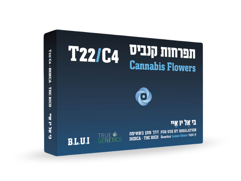 קנאביס רפואי תפרחת בי.אל.יו.איי  - T22/C4 - B.L.U.I טרו ג'נטיקס איי.אל לילה - אינדיקה