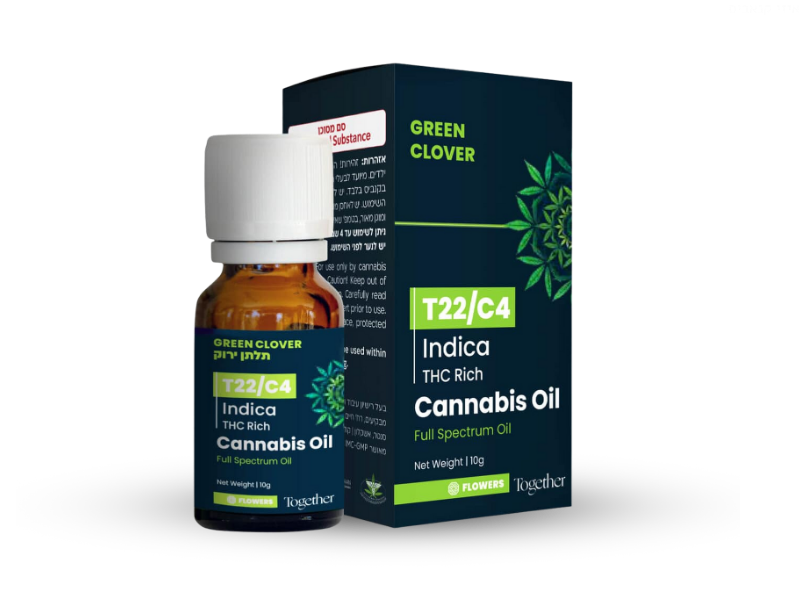 קנאביס רפואי שמן גרין קלובר תלתן ירוק - T22/C4 - reen Clover טוגדר פארמה לילה - אינדיקה