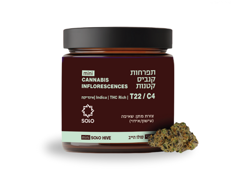 קנאביס רפואי תפרחת סולו הייב מיני - T22/C4 - SOLO Hive Mini מדוקאן לילה - אינדיקה