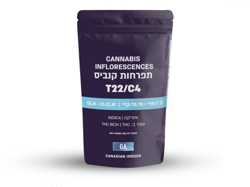 קנאביס רפואי תפרחת ג'י.איי סי.סי.קייי - T22/C4 - G.A   C.C.K טוגדר פארמה לילה - אינדיקה