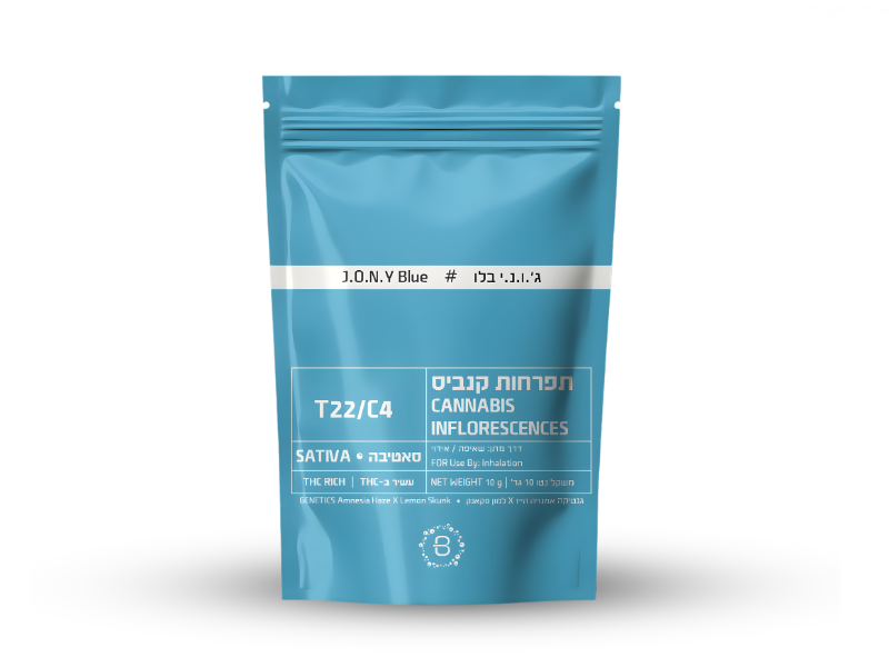 קנאביס רפואי תפרחת ג'.ו.נ.י בלו - T22/C4 - J.O.N.Y Blue באבל יום - סאטיבה