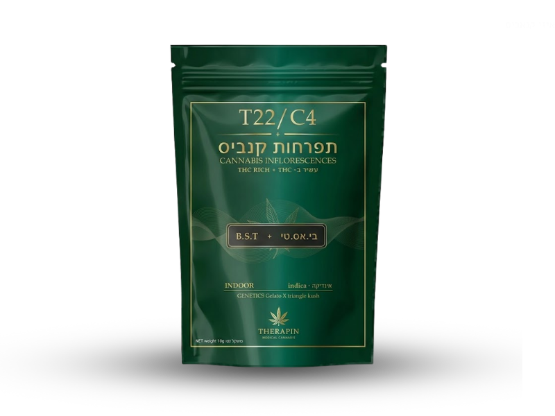 קנאביס רפואי תפרחת בי.אס.טי - T22/C4 - B.S.T גרין שרה טרייד לילה - אינדיקה