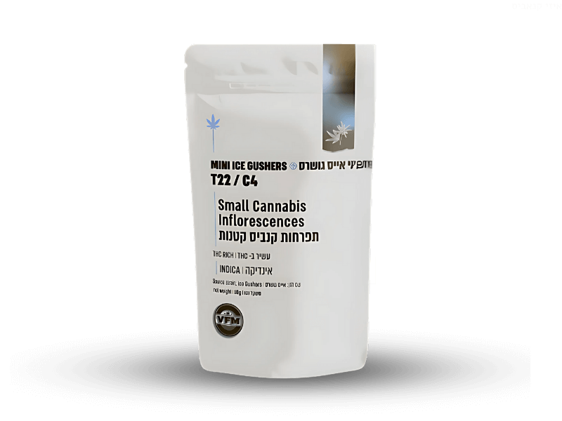 קנאביס רפואי תפרחת אייס גושרס מיני  - T22/C4 - Ice Gushers Mini טוגדר פארמה לילה - אינדיקה