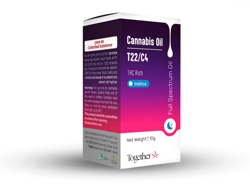 קנאביס רפואי שמן טוגדר אינדיקה - T22/C4 - Together indica טוגדר פארמה לילה - אינדיקה