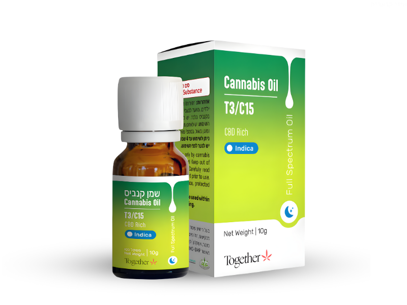 קנאביס רפואי שמן טוגדר אינדיקה  - T3/C15 - Together טוגדר פארמה לילה - אינדיקה