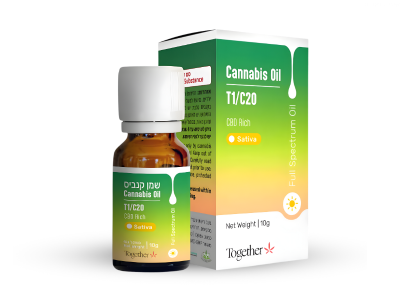 קנאביס רפואי שמן טוגדר סאטיבה - T1/C20 - Together טוגדר פארמה יום - סאטיבה