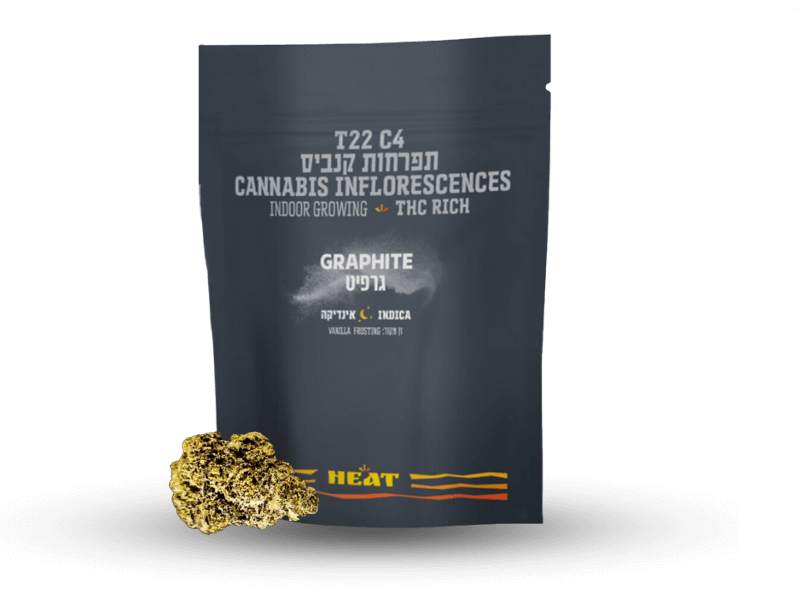 קנאביס רפואי תפרחת גרפיט - T22/C4 - Graphite בזלת פארמה לילה - אינדיקה