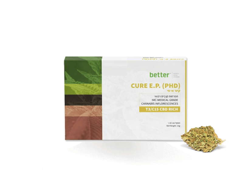 קנאביס רפואי תפרחת קיור אי פי - T3/C15 - Cure E.P1 איי איי די קאן יום\לילה - היברידי
