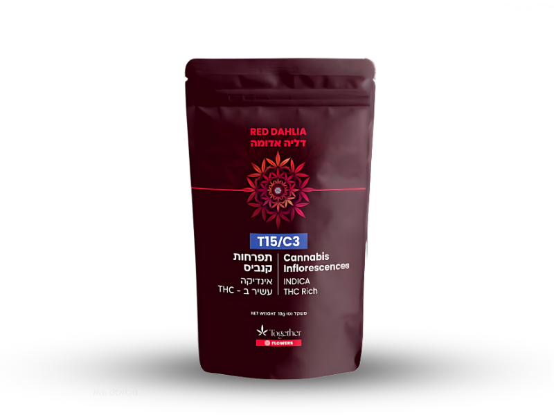 קנאביס רפואי תפרחת דליה אדומה - T15/C3 - Red Dahlia טוגדר פארמה לילה - אינדיקה