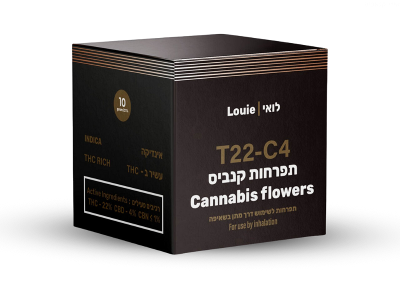 קנאביס רפואי תפרחת לואי - T22/C4 - LOUIE דוד וגוליית לילה - אינדיקה