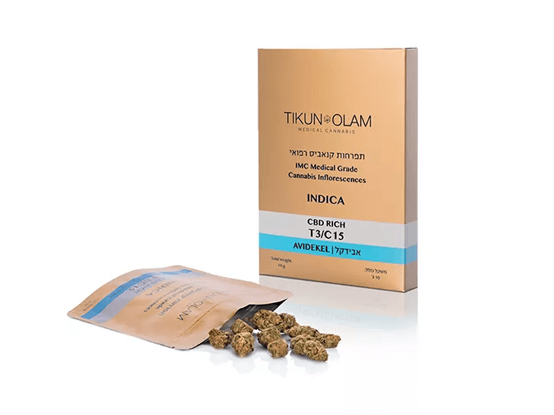 קנאביס רפואי תפרחת אבידקל - T3/C15 - Avidekel תיקון עולם לילה - אינדיקה