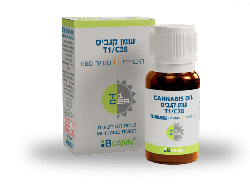 קנאביס רפואי שמן ביקאן היבריד - T1/C28 - Bcann בזלת פארמה יום\לילה - היברידי