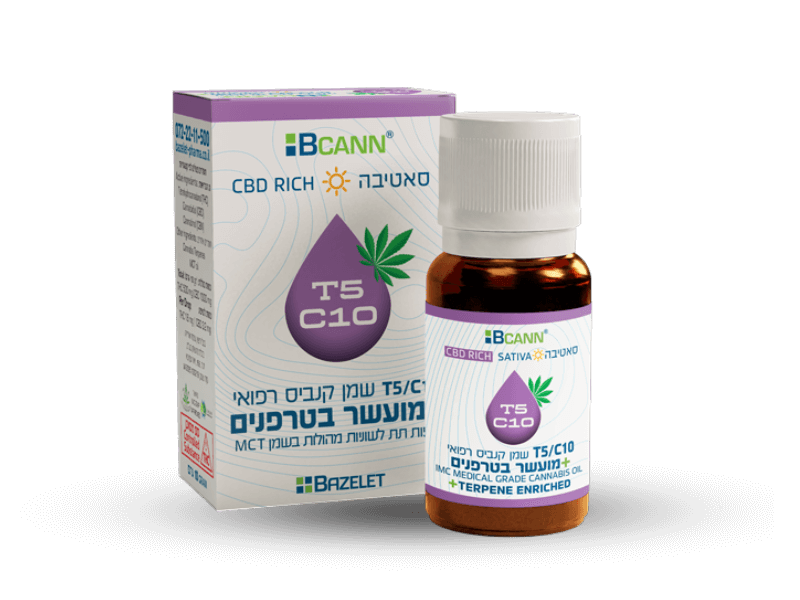 קנאביס רפואי שמן ביקאן סאטיבה - T5/C10 - Bcann TOP בזלת פארמה יום - סאטיבה
