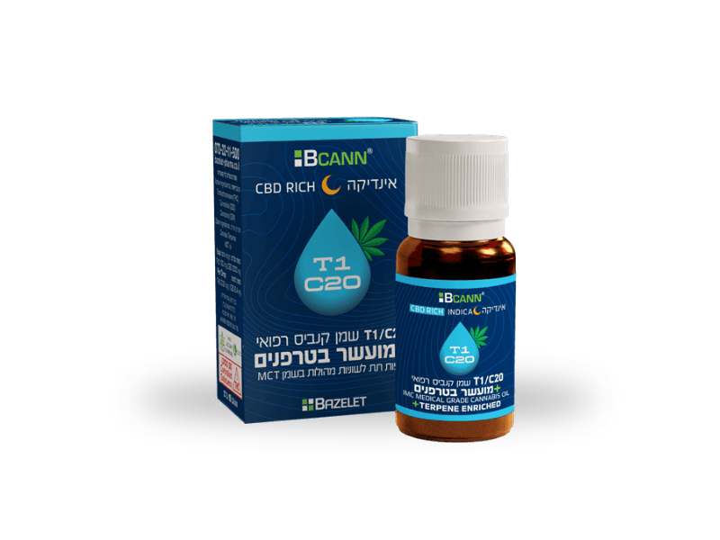 קנאביס רפואי שמן ביקאן אינדיקה - T1/C20 - Bcann TOP בזלת פארמה לילה - אינדיקה