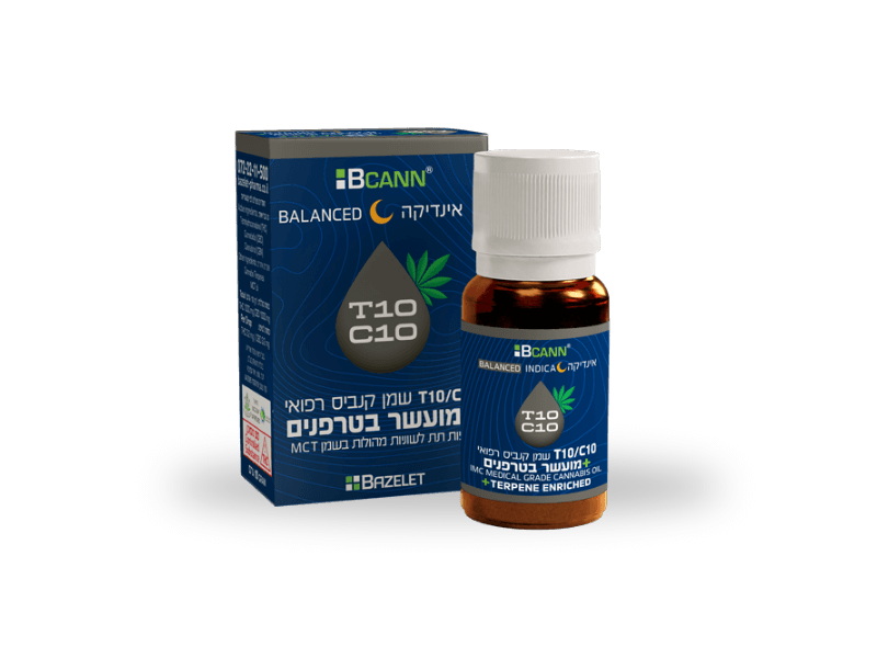קנאביס רפואי שמן ביקאן אינדיקה - T10/C10 - Bcann TOP בזלת פארמה לילה - אינדיקה