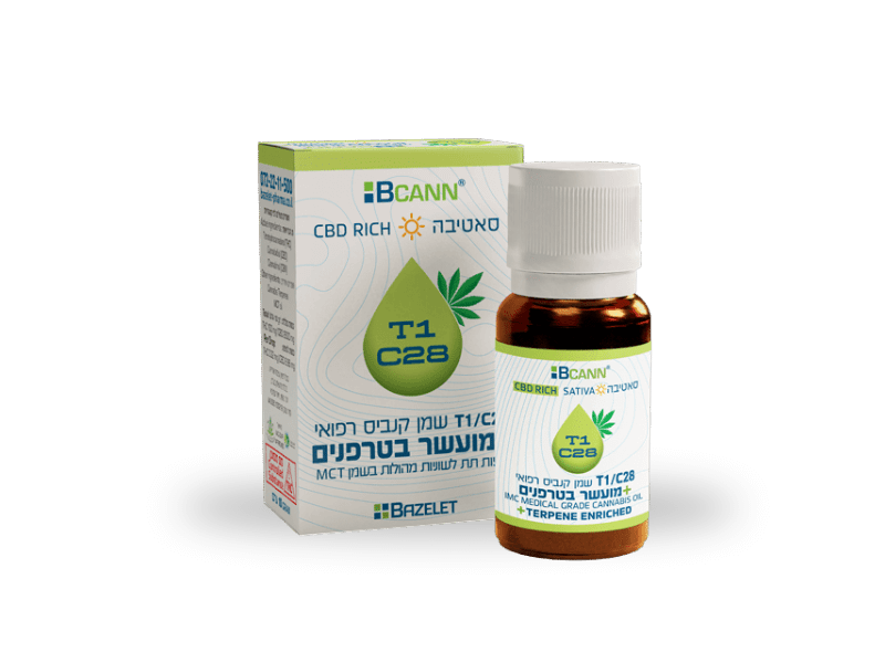 קנאביס רפואי שמן ביקאן סאטיבה - T1/C28 - Bcann TOP בזלת פארמה יום - סאטיבה