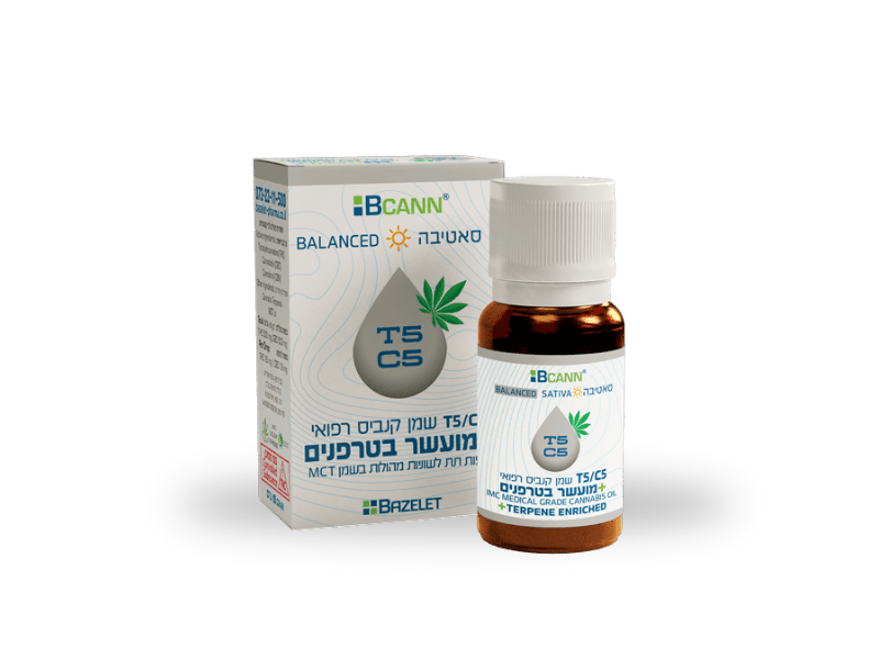 קנאביס רפואי שמן ביקאן סאטיבה - T5/C5 - Bcann TOP בזלת פארמה יום - סאטיבה