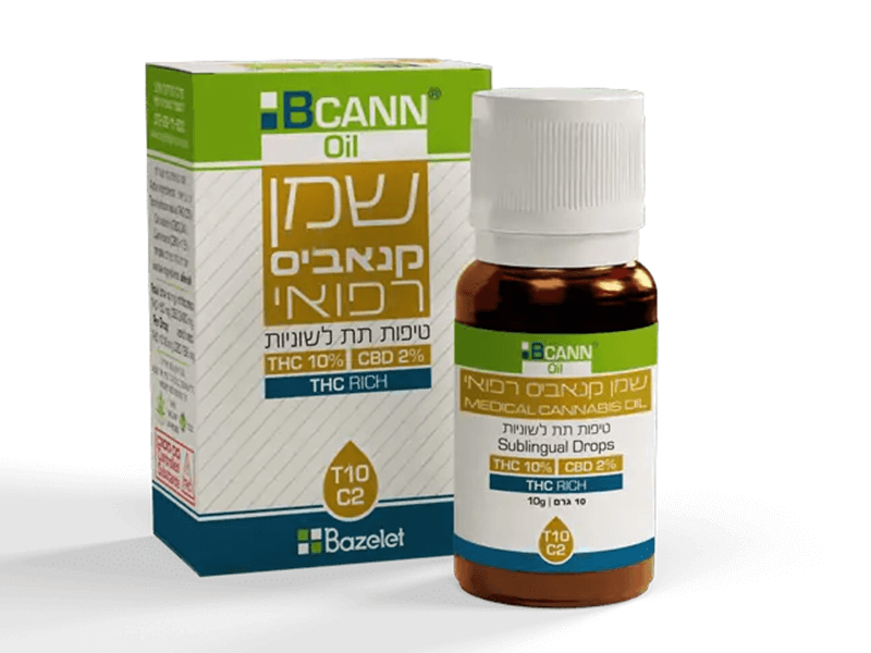 קנאביס רפואי שמן ביקאן סאטיבה - T10/C2 - Bcann TOP בזלת פארמה יום - סאטיבה