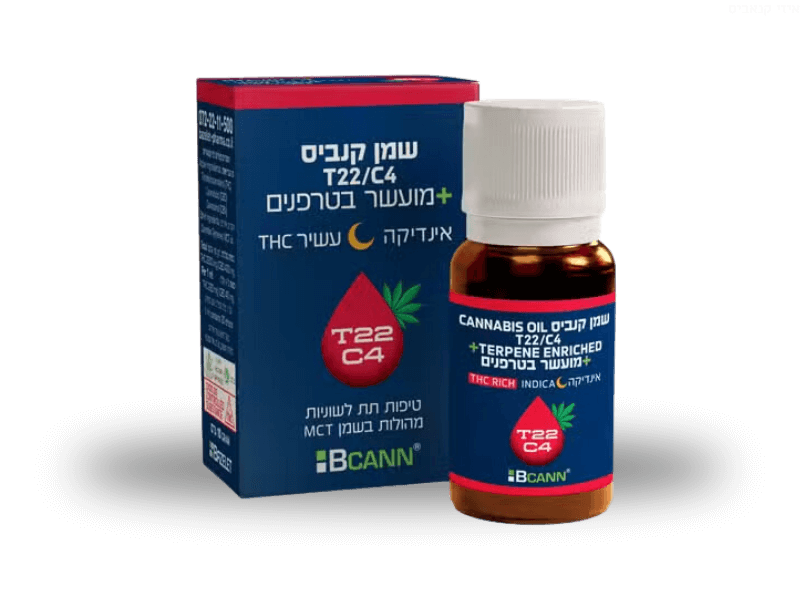 קנאביס רפואי שמן ביקאן אינדיקה - T22/C4 - Bcann בזלת פארמה לילה - אינדיקה