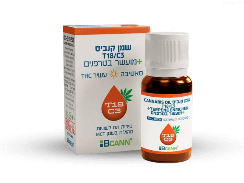 קנאביס רפואי שמן ביקאן סאטיבה - T18/C3 - Bcann בזלת פארמה יום - סאטיבה