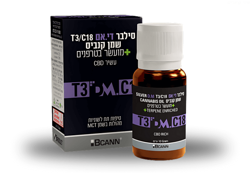 קנאביס רפואי שמן ביקאן סילבר די.אם - T3/C18 - Bcann Silver DM בזלת פארמה יום\לילה - היברידי