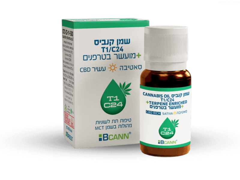 קנאביס רפואי שמן ביקאן סאטיבה - T1/C24 - Bcann בזלת פארמה יום - סאטיבה