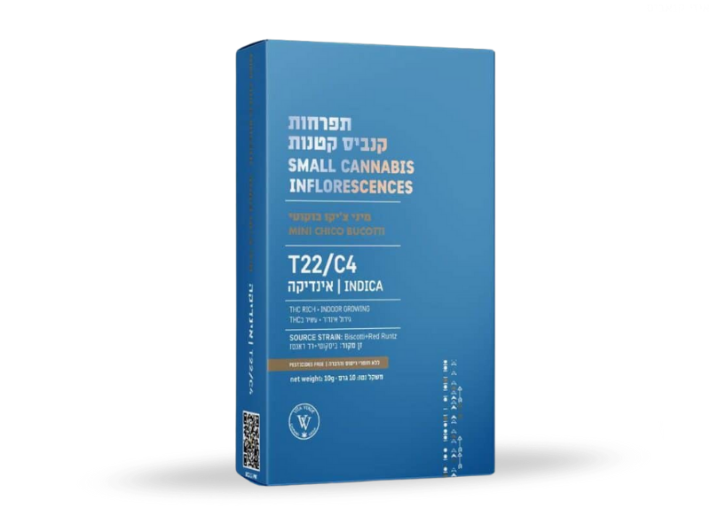 קנאביס רפואי תפרחת בוקוטי צ'יקו מיני - T22/C4 - Bucotti Chico Mini ויטה ורדה לילה - אינדיקה