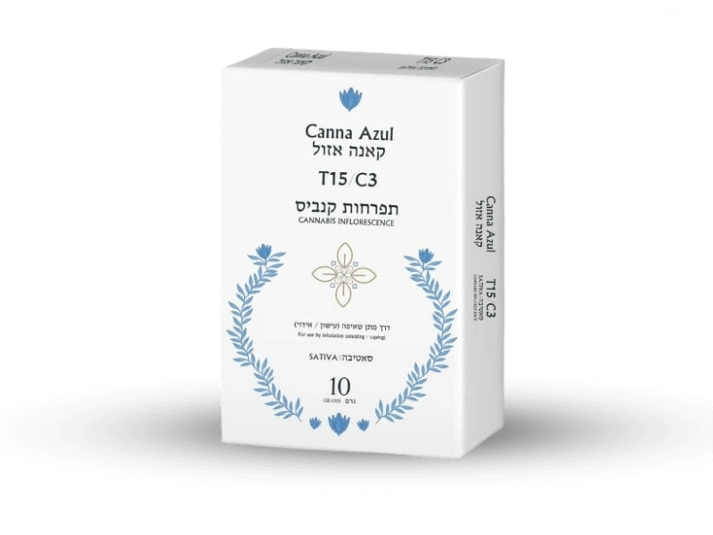 קנאביס רפואי תפרחת קאנה אזול - T15/C3 - Canna Azul תיקון עולם יום - סאטיבה