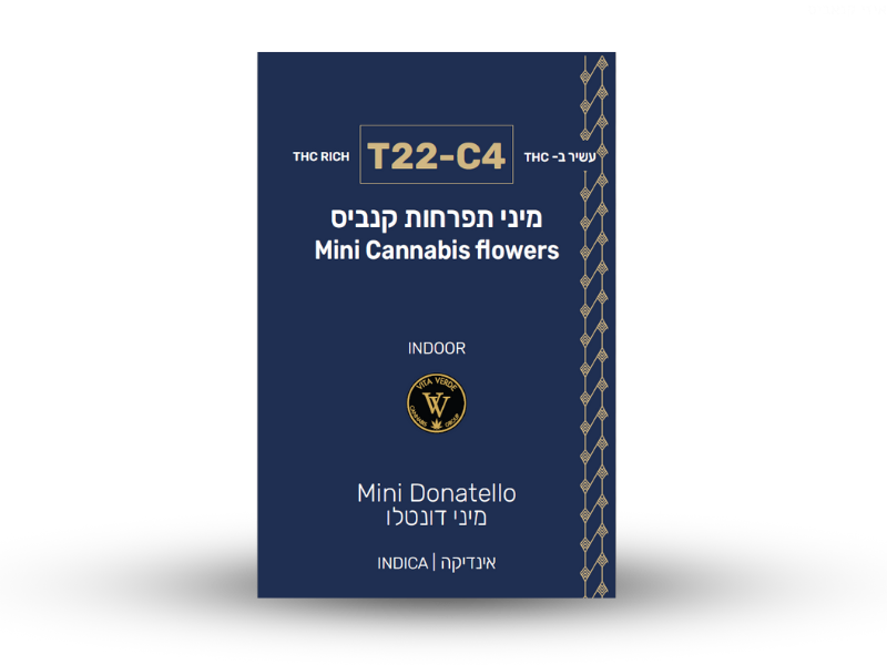 קנאביס רפואי תפרחת דונטלו מיני - T22/C4 - Donatello Mini ויטה ורדה לילה - אינדיקה