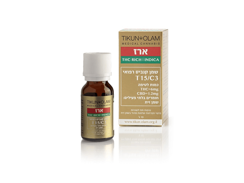 קנאביס רפואי שמן ארז מינון - T15/C3 - Erez תיקון עולם לילה - אינדיקה