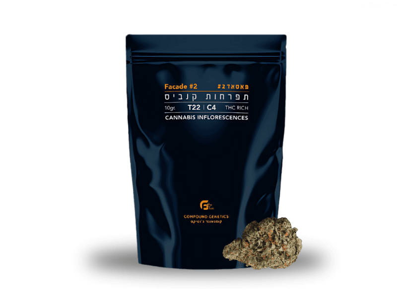 קנאביס רפואי תפרחת פאסאד #2 - T22/C4 - Facad‎ #‎2 גרין פילדס לילה - אינדיקה