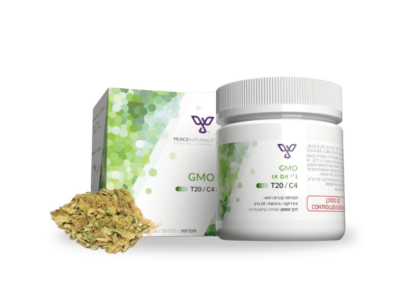 קנאביס רפואי תפרחת ג’י אם או (GMO) - T22/C4 - Gmo פיס נטורלס לילה - אינדיקה