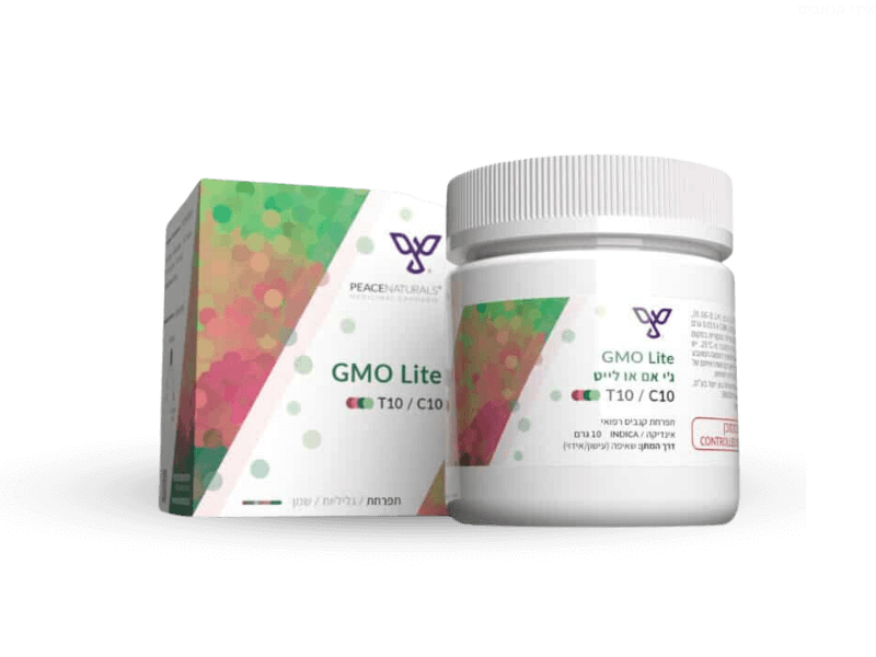 קנאביס רפואי תפרחת ג'י אם או לייט - T10/C10 - GMO Lite פיס נטורלס לילה - אינדיקה