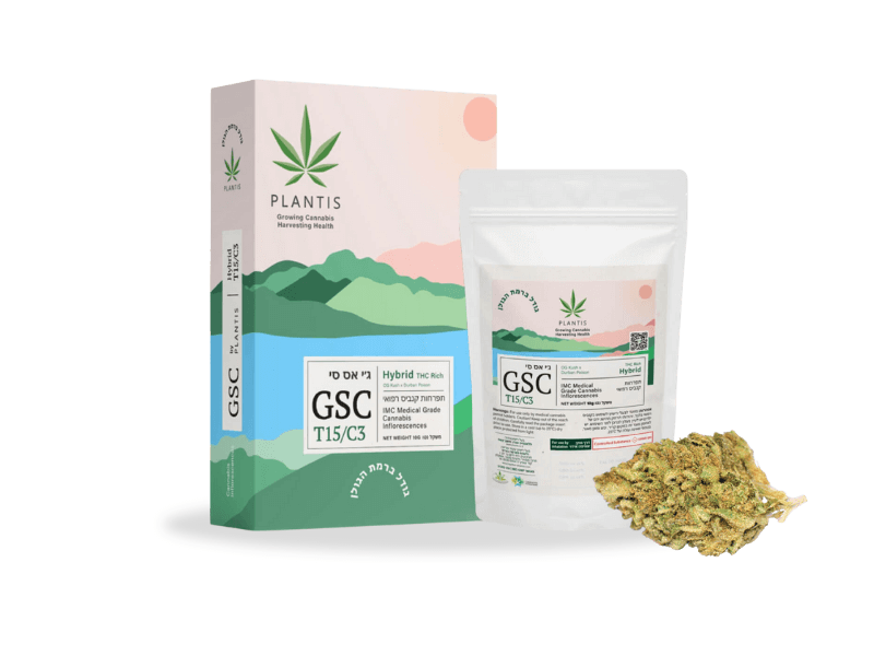 קנאביס רפואי תפרחת ג'י.אס.סי - T15/C3 - GSC פלאנטיס יום\לילה - היברידי