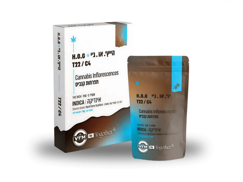קנאביס רפואי תפרחת הייץ'.או.ג'י - T22/C4 - H‎.‎O‎.‎G טוגדר פארמה לילה - אינדיקה