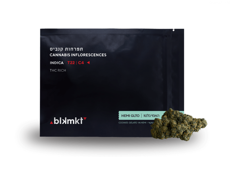 קנאביס רפואי תפרחת האמי ג'לטו - T22/C4 - Hemi Glto איי.אמ.סי לילה - אינדיקה