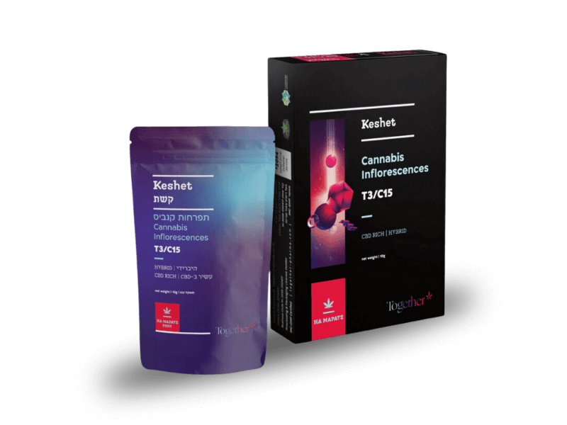 קנאביס רפואי תפרחת קשת - T3/C15 - Keshet טוגדר פארמה יום\לילה - היברידי