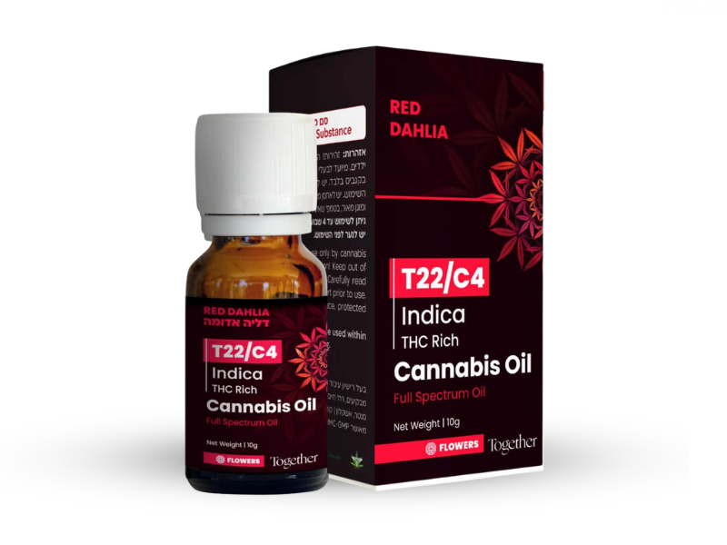 קנאביס רפואי שמן דליה אדומה - T22/C4 - Red Dahlia טוגדר פארמה לילה - אינדיקה