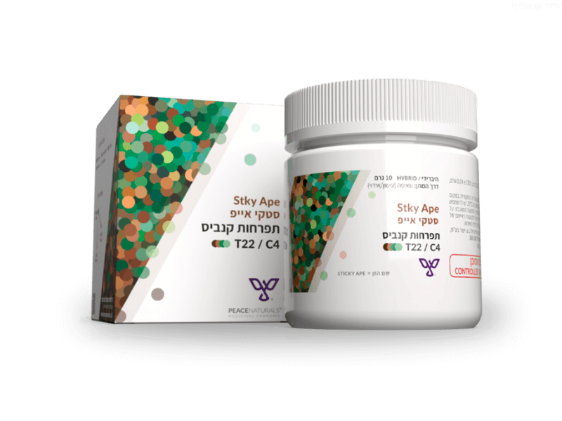 קנאביס רפואי תפרחת סטיקי אייפ - T22/C4 - Sticky Ape פיס נטורלס יום\לילה - היברידי