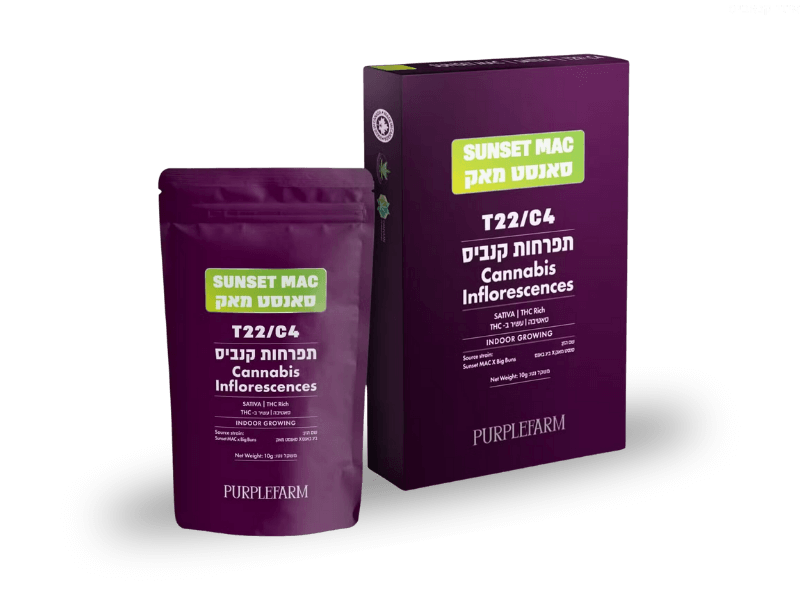 קנאביס רפואי תפרחת סאנסט מאק  - T22/C4 - Sunset MAC טוגדר פארמה יום - סאטיבה