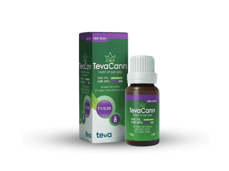 קנאביס רפואי שמן טבעקאן - T1/C20 - TevaCann טבע יום\לילה - היברידי