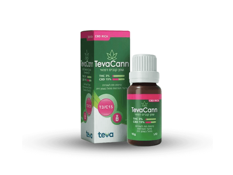 קנאביס רפואי שמן טבעקאן - T3/C15 - TevaCann טבע יום\לילה - היברידי