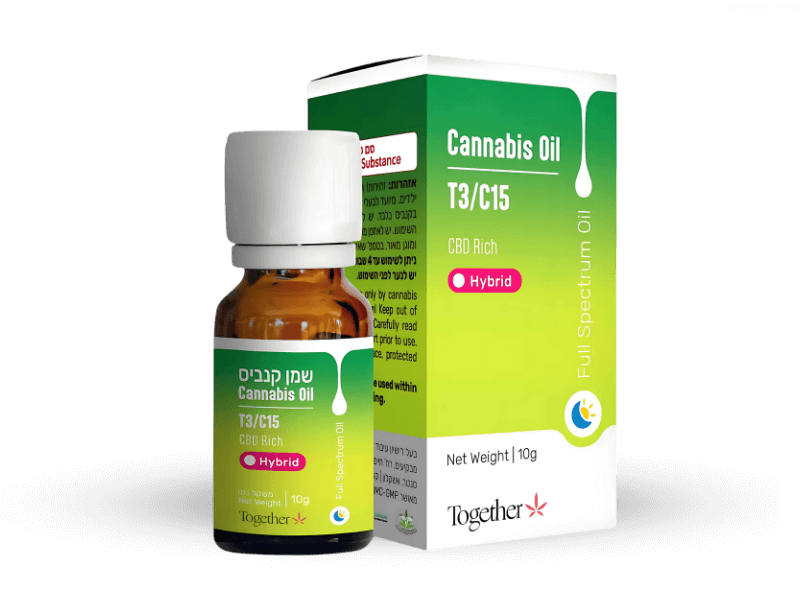 קנאביס רפואי שמן טוגדר היבריד - T3/C15 - Together טוגדר פארמה יום\לילה - היברידי