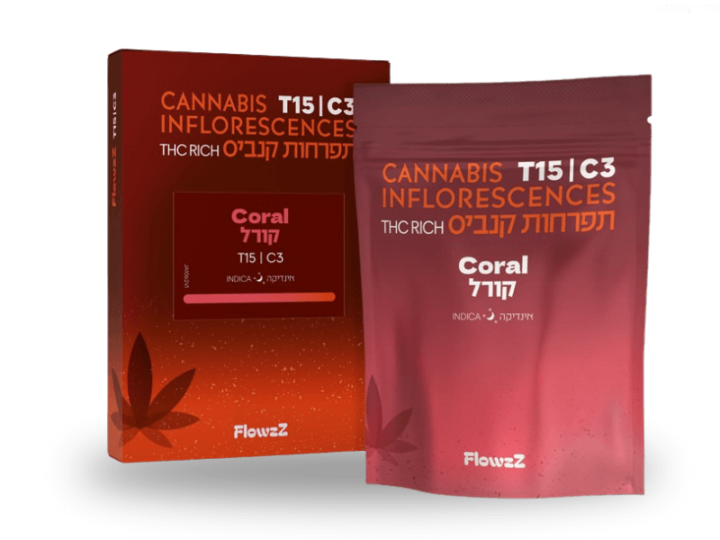 קנאביס רפואי תפרחת קורל - T15/C3 - Coral בזלת פארמה לילה - אינדיקה