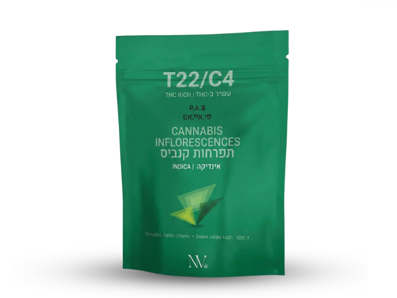 קנאביס רפואי תפרחת פי.איי.אס - T22/C4 - P.A.S נובה קנאביס לילה - אינדיקה